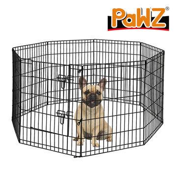 PaWz Pet Dog Playpen Puppy Exercise 8 Panel Enclosure Fence Black With Door 30" PaWz
